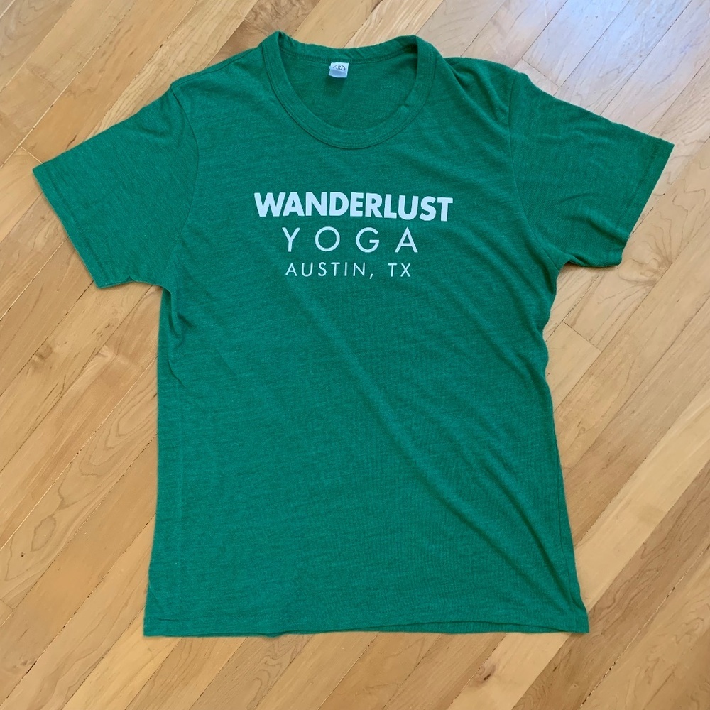 Heather Green Wanderlust Yoga Austin, TX T-Shirt Large